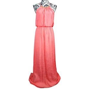 NWT LILY ROSE CORAL HALTER MAXI DRESS (S)